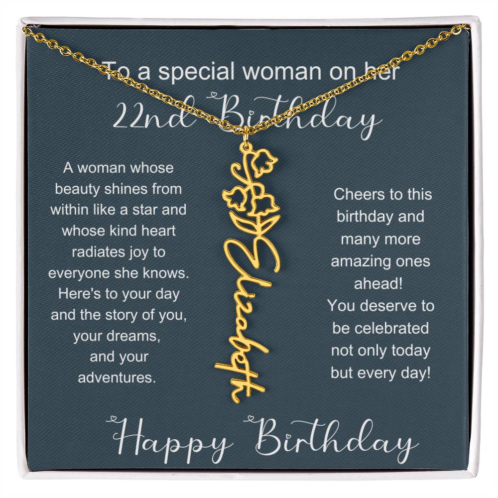To A Special Woman On Her 22nd Birthday | Flower Name Necklace