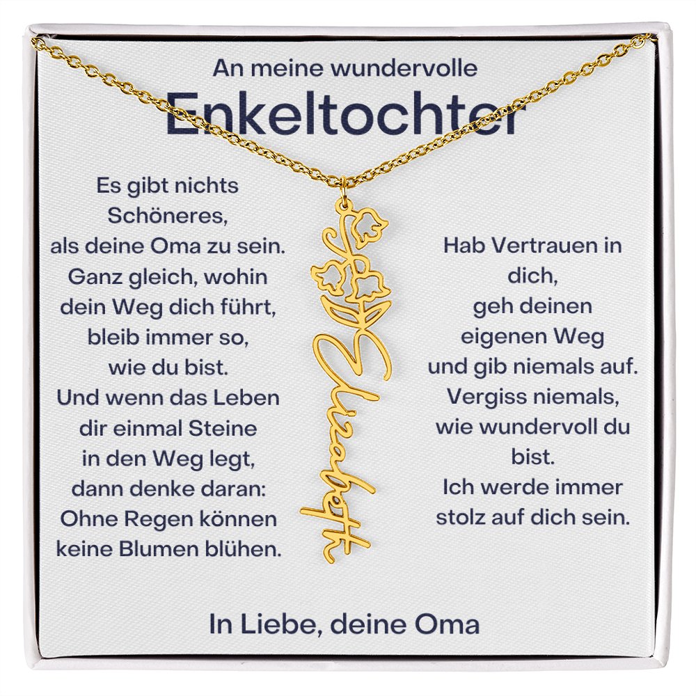 Personalisierte Geburtsblumenkette für Enkeltochter Von Oma