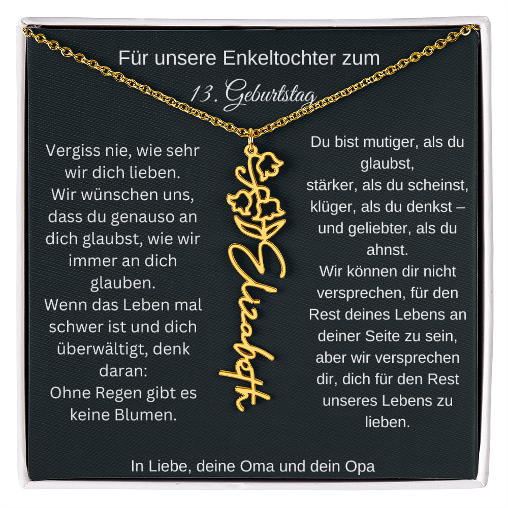 13. Geburtstag Blumen Namenskette