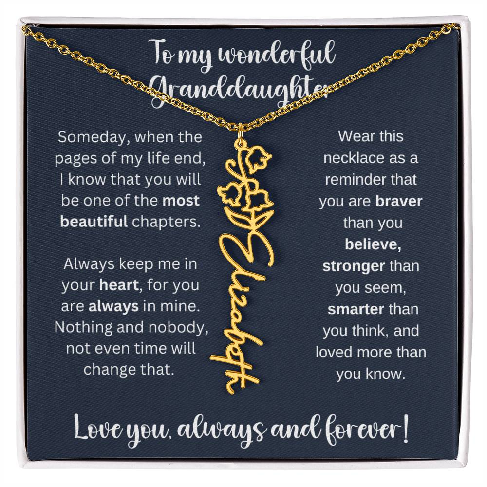 Granddaughter Birth Month Flower Necklace