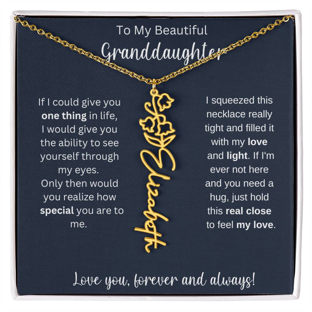 Granddaughter Birthday Present | Flower Name Necklace