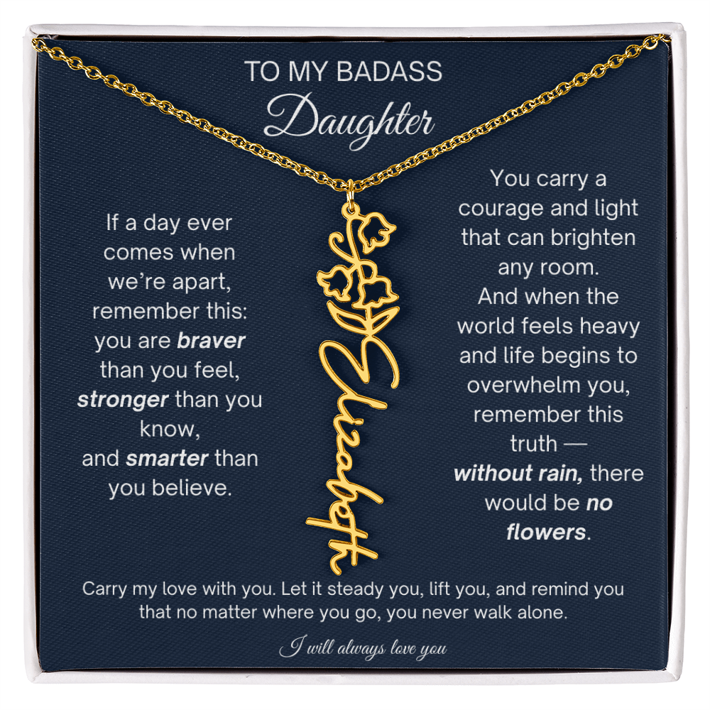Daughter Encouragement Gift - Personalized Flower Name Necklace