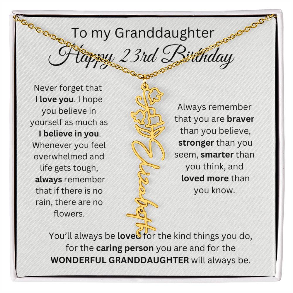 To My Granddaughter | Happy 23rd Birthday | Flower Name Necklace