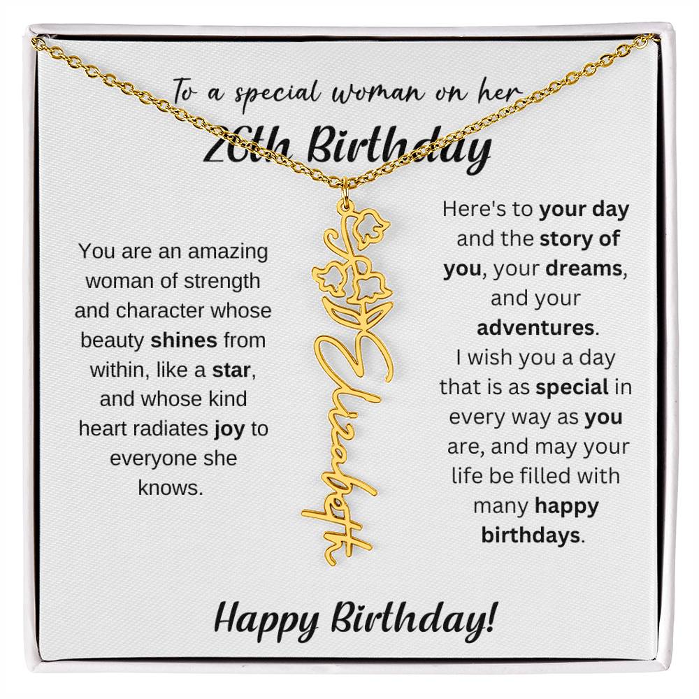 26th Birthday Gift Birthflower Necklace