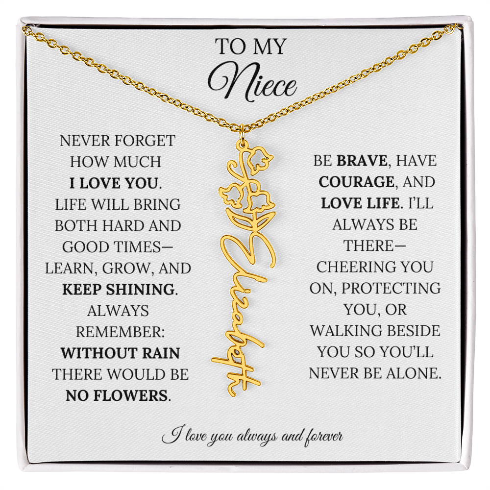 To My Niece | Keep Shining | Flower Name Necklace