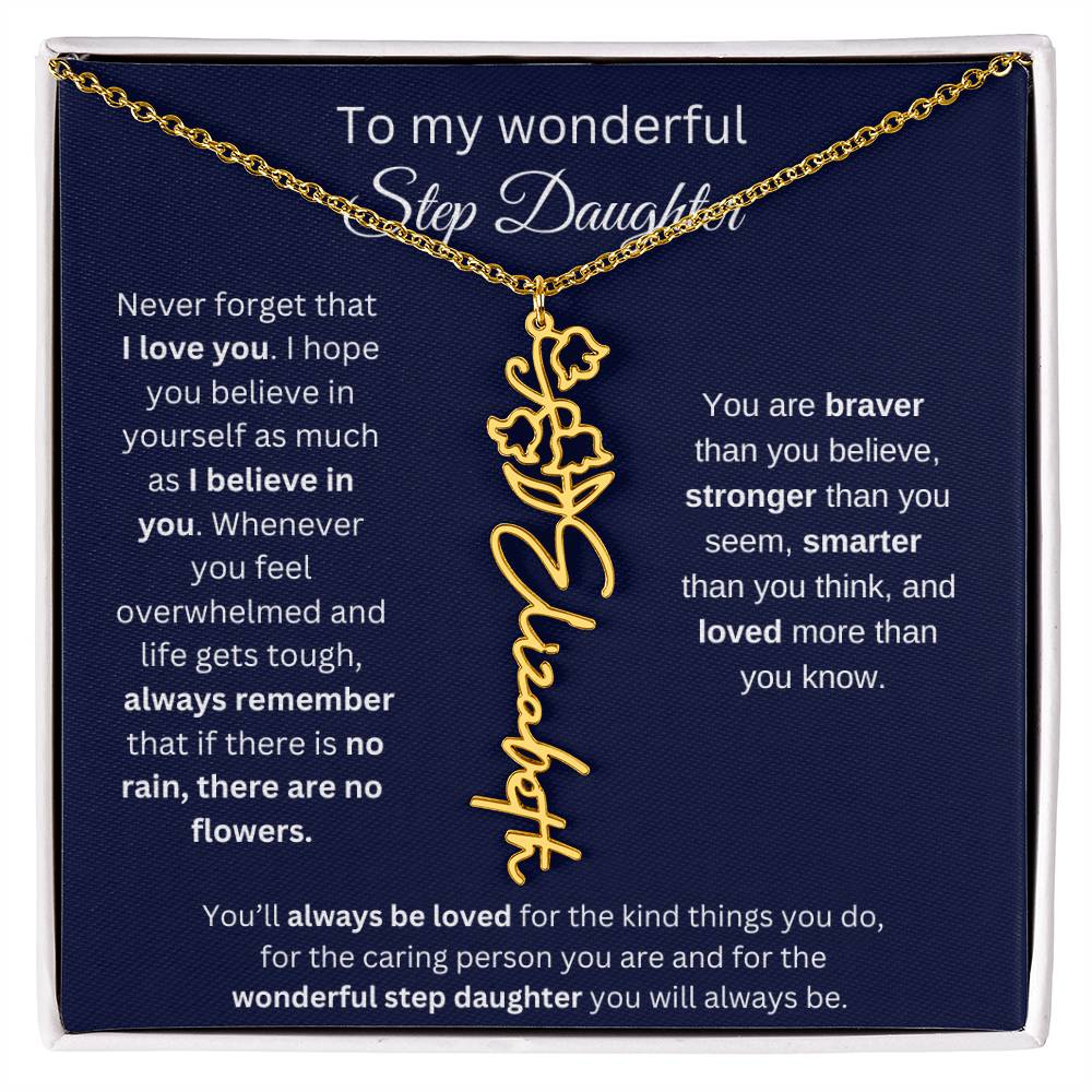 To My  Bonus Daughter Birthmonth Flower Necklace 4