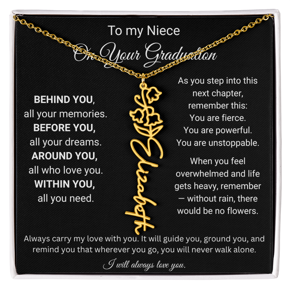 To My Niece On Your Graduation | Flower Name Necklace