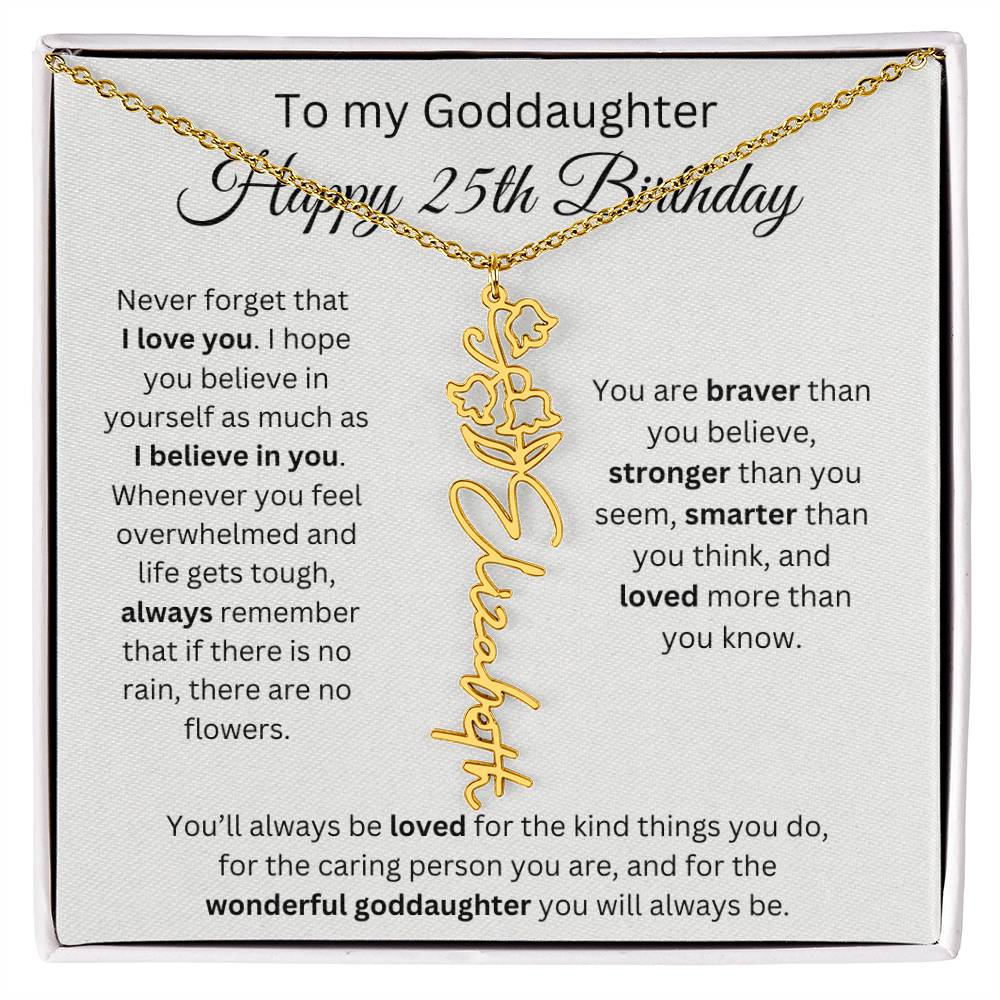 To My Goddaughter Happy 25th Birthday - Flower Name Necklace