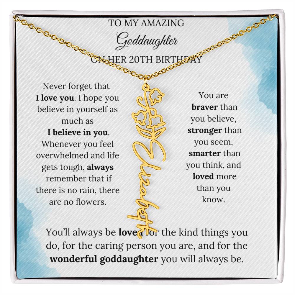 Birth Month Flower Name Necklace for My Goddaughter's 20th Birthday