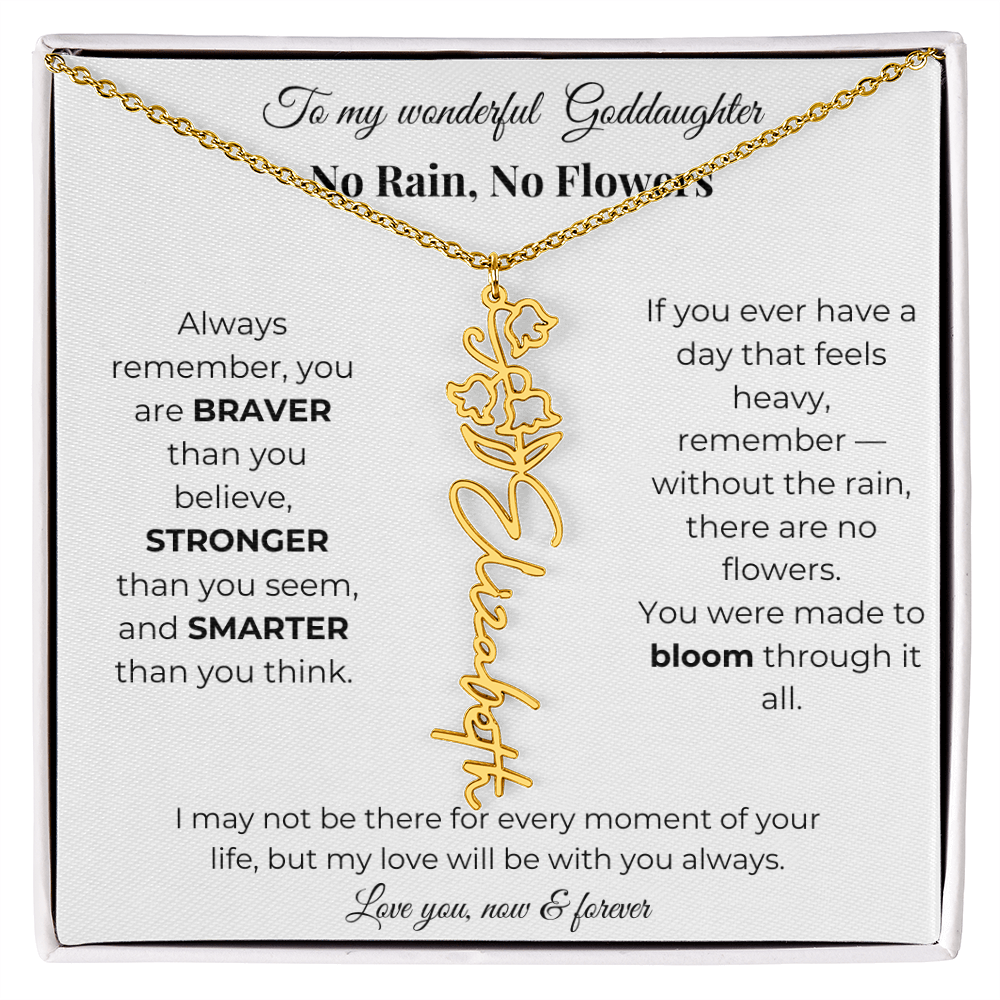 Birth Flower Necklace for Goddaughter with Message Card