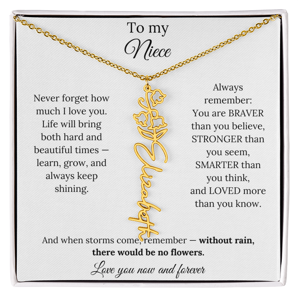 To My Niece Birth Flower Name Necklace From Aunt
