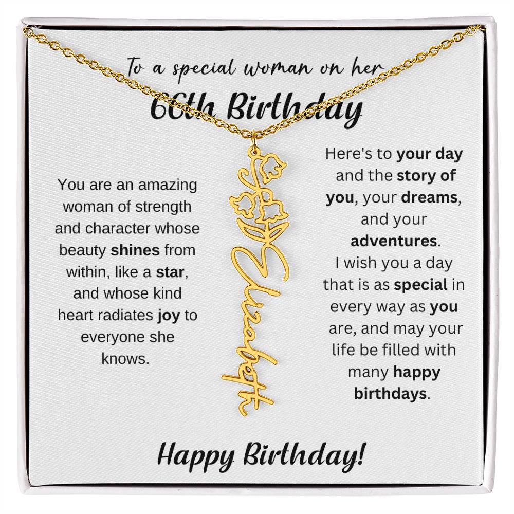 66th Birthday Gift Birthflower Necklace