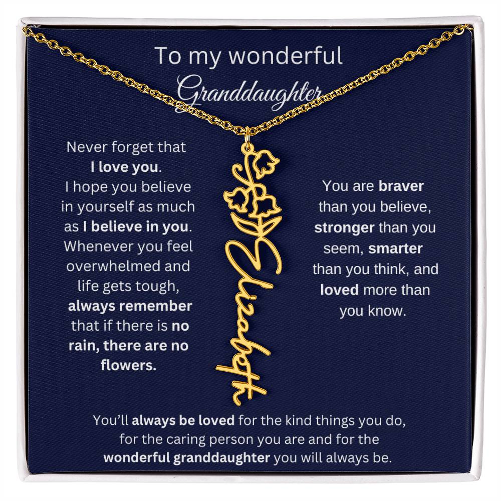 To My Wonderful Granddaughter  Personalized Birth Month Flower Necklace 1