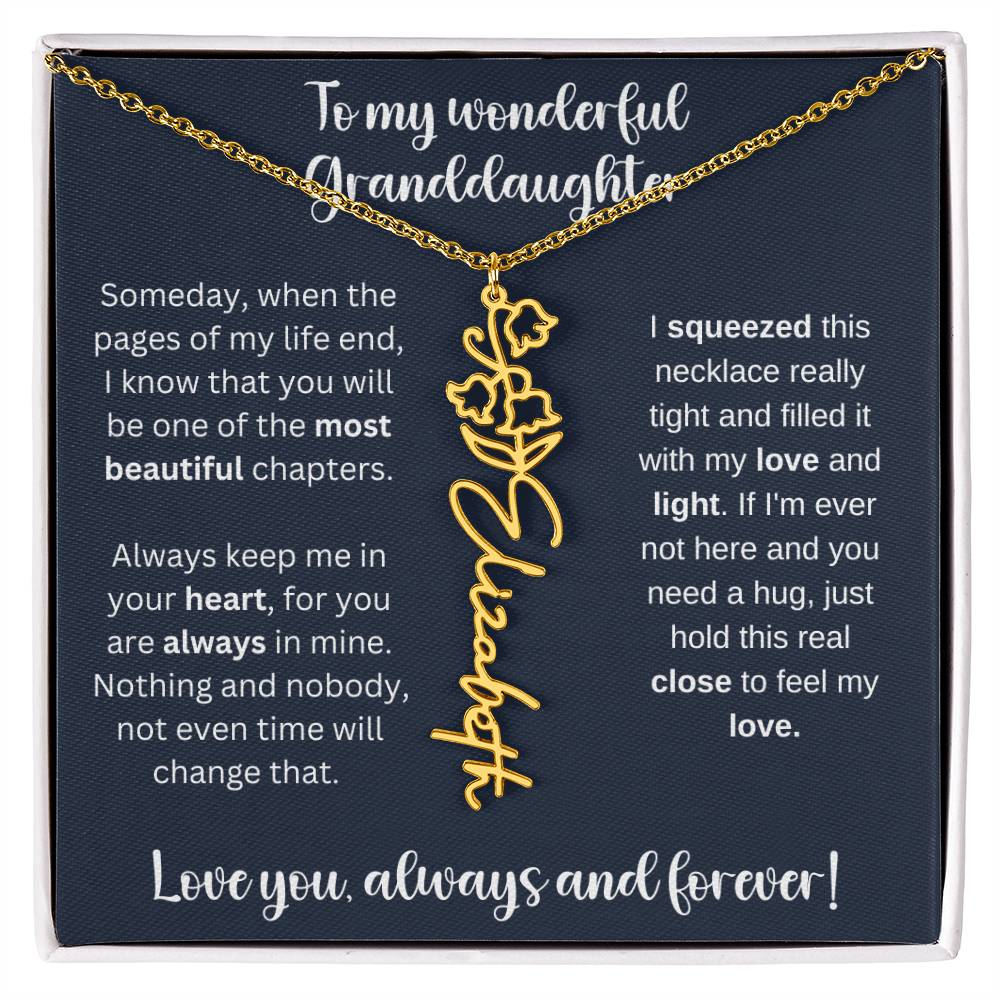 To My Wonderful Daughter Always Keep Me In Your Heart | Flower Name Necklace
