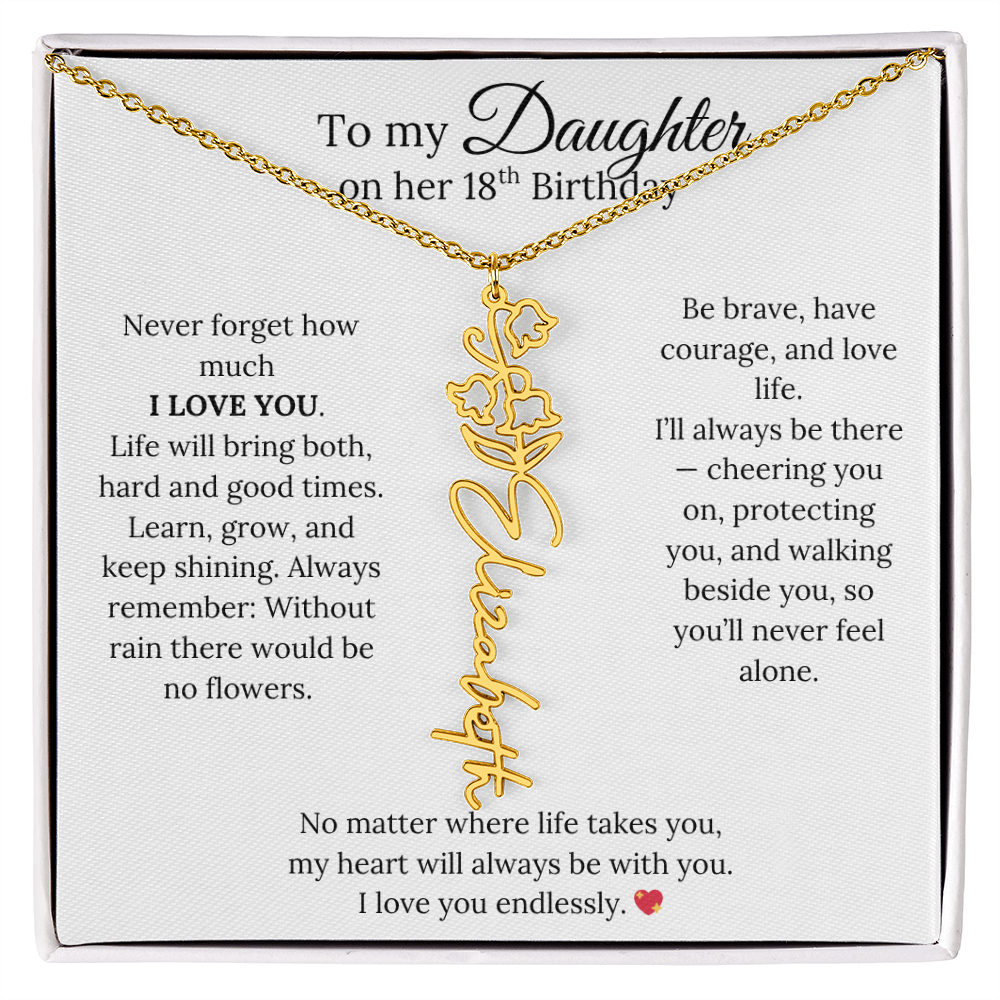 18th Birthday Gift from Mom - Personalized Flower Name Necklace
