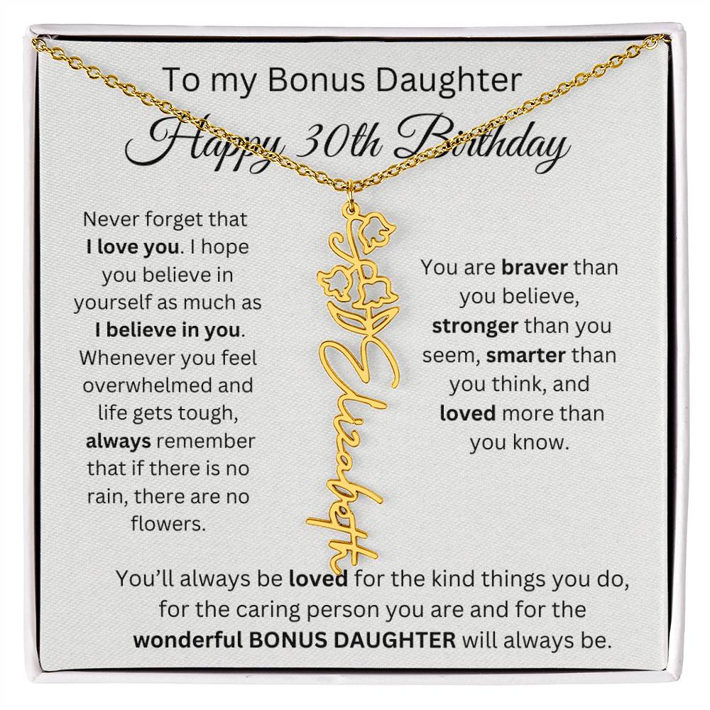 To My Bonus Daughter | Happy 30th Birthday | Flower Name Necklace