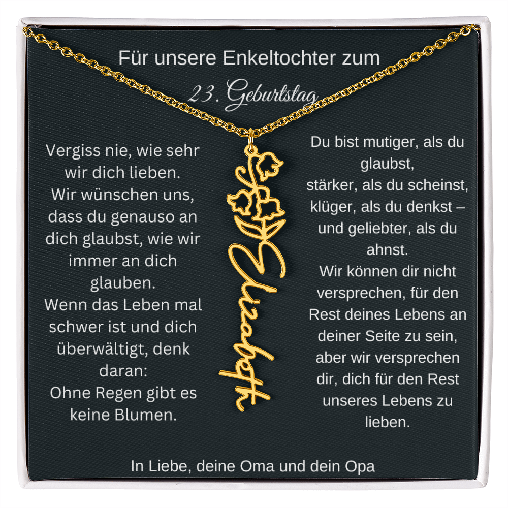 23. Geburtstag Blumen Namenskette
