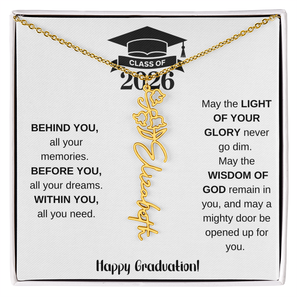 Class Of 2026 Personalized Graduation Gift Birth Month Flower Necklace