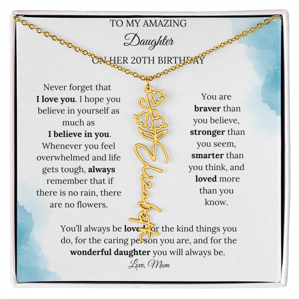 Birth Month Flower Name Necklace for My Daughter's 20th Birthday