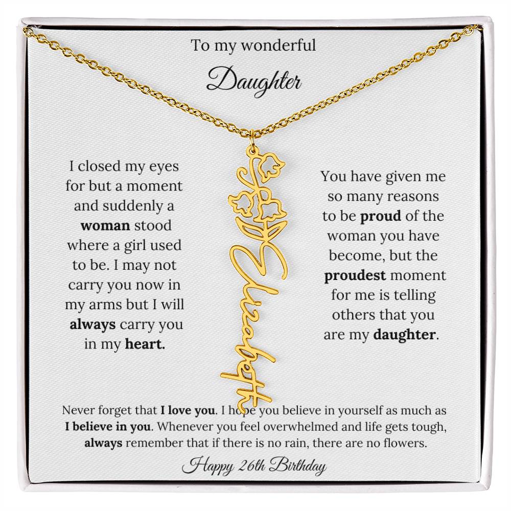 Happy 26th Birthday | Never Forget That I Love You | Flower Name Necklace