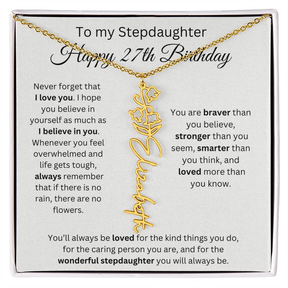 To My Stepdaughter Happy 27th Birthday - Flower Name Necklace