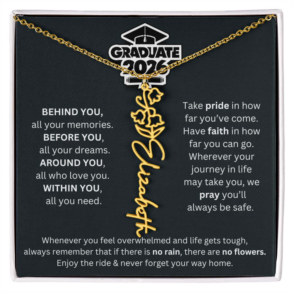2026 Graduation Gift | Birth Flower Name Necklace 1