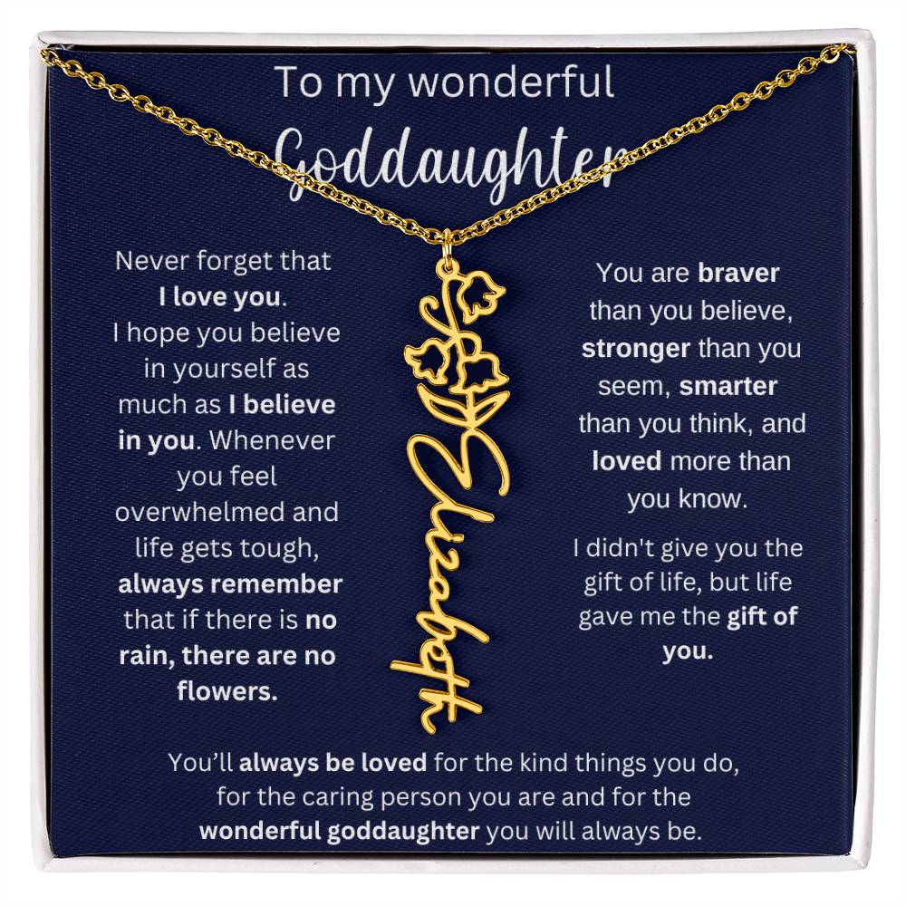 To My Wonderful Goddaughter | You'll Always Be Loved | Flower Name Necklace