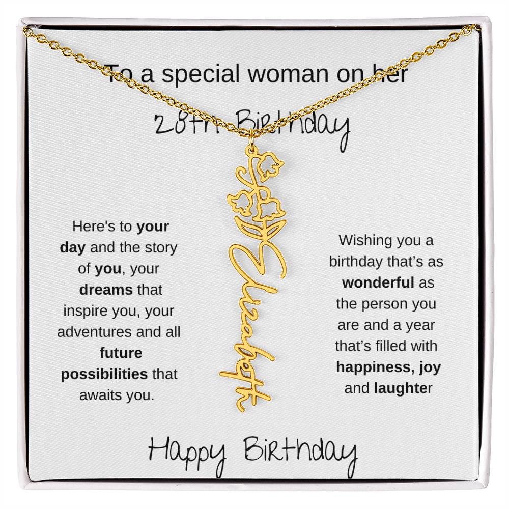 A Special Woman 28th Birthday | Flower Name Necklace