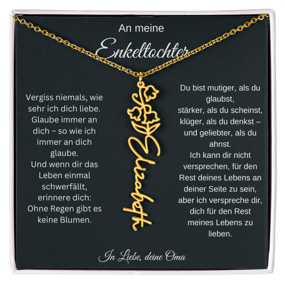 An meine Enkeltochter Geburtsblume Namenskette personalisierte Gravur Schmuck Geschenk