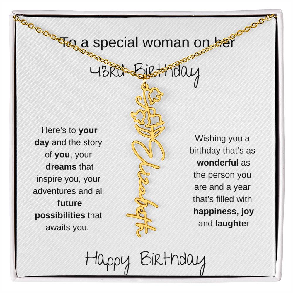 A Special Woman 43rd Birthday | Flower Name Necklace