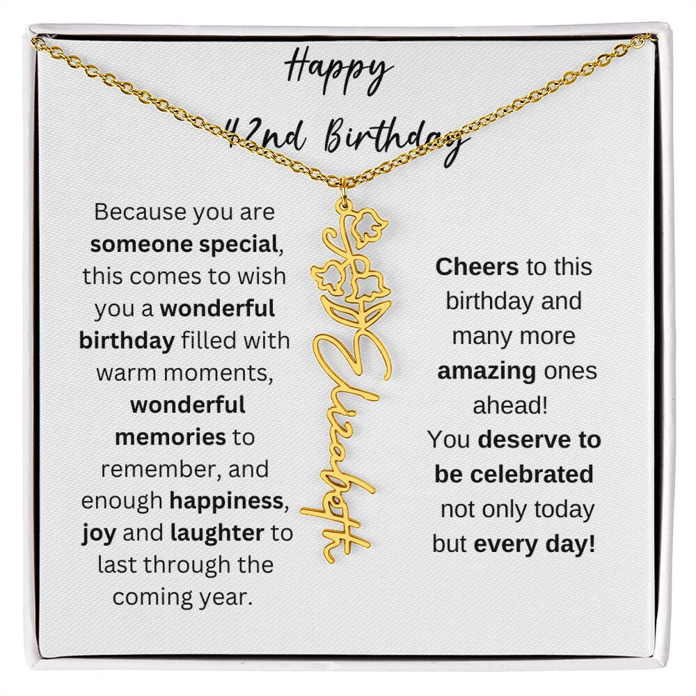 Happy 42nd Birthday - Flower Name Necklace
