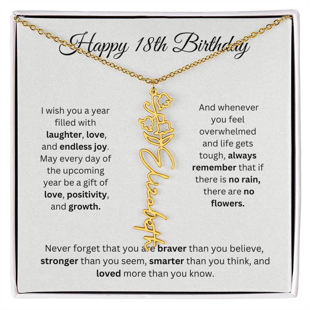 Happy 18th Birthday - Flower Name Necklace