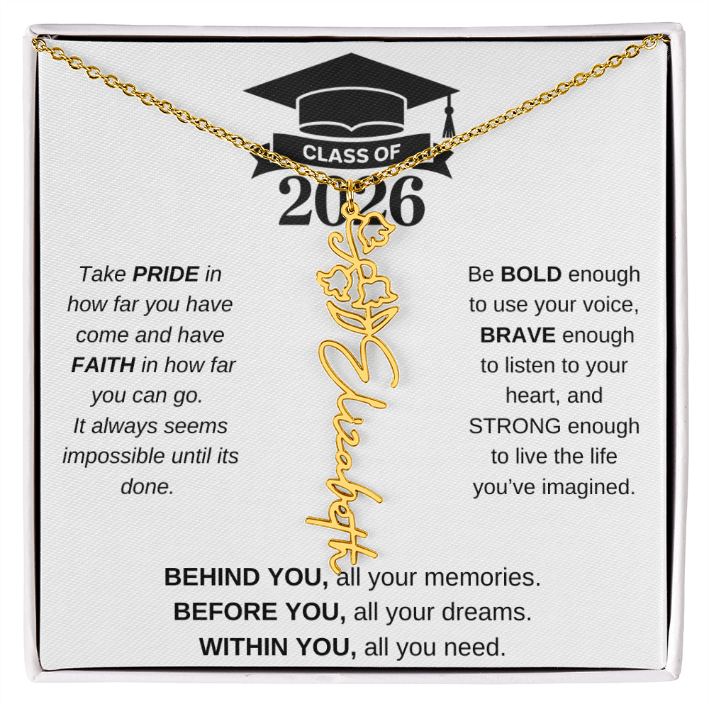2026 Graduation Jewelry Birthmonth Flower Name Necklace