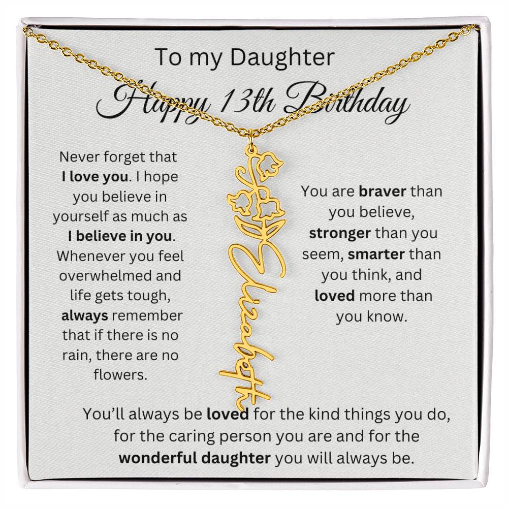 Happy 13th Birthday - Flower Name Necklace