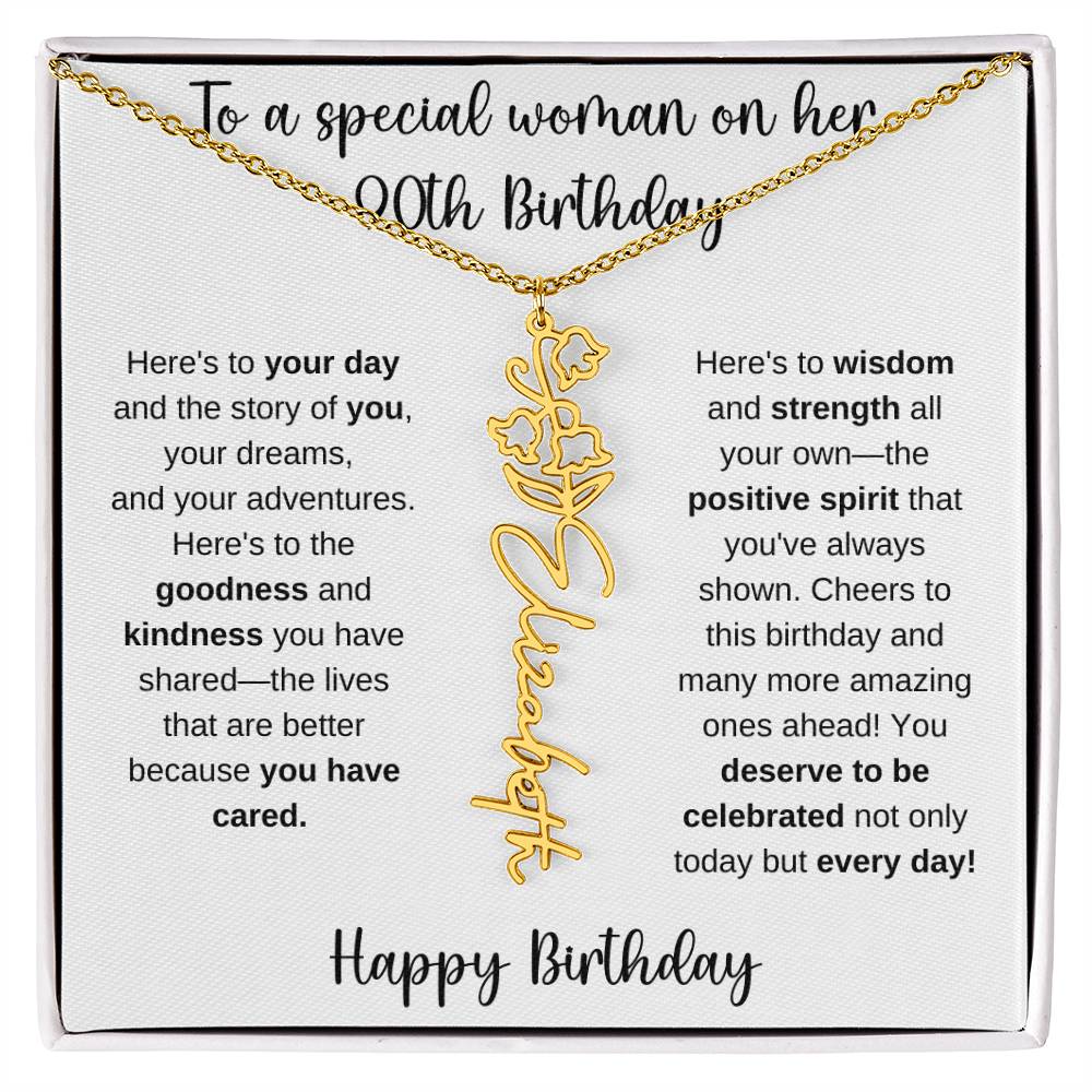 90th Birthday - Flower Name Necklace