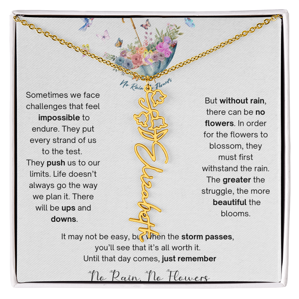 No Rain No Flowers 3 - Flower Name Necklace