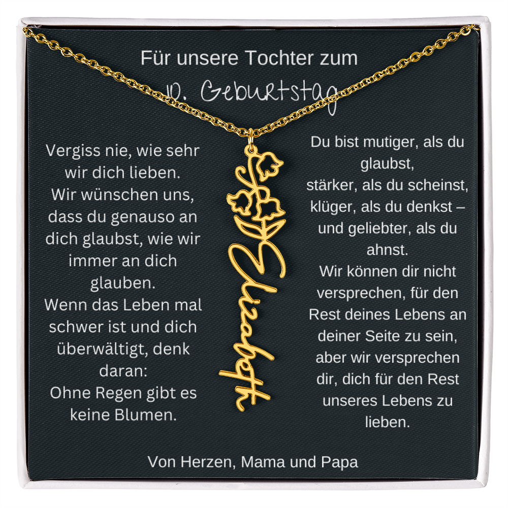Geschenk zum 10. Geburtstag Tochter Geburtsblumen Namenskette