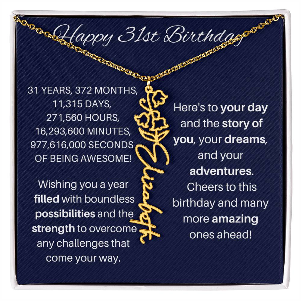 31st Birthday Birth Flower Necklace
