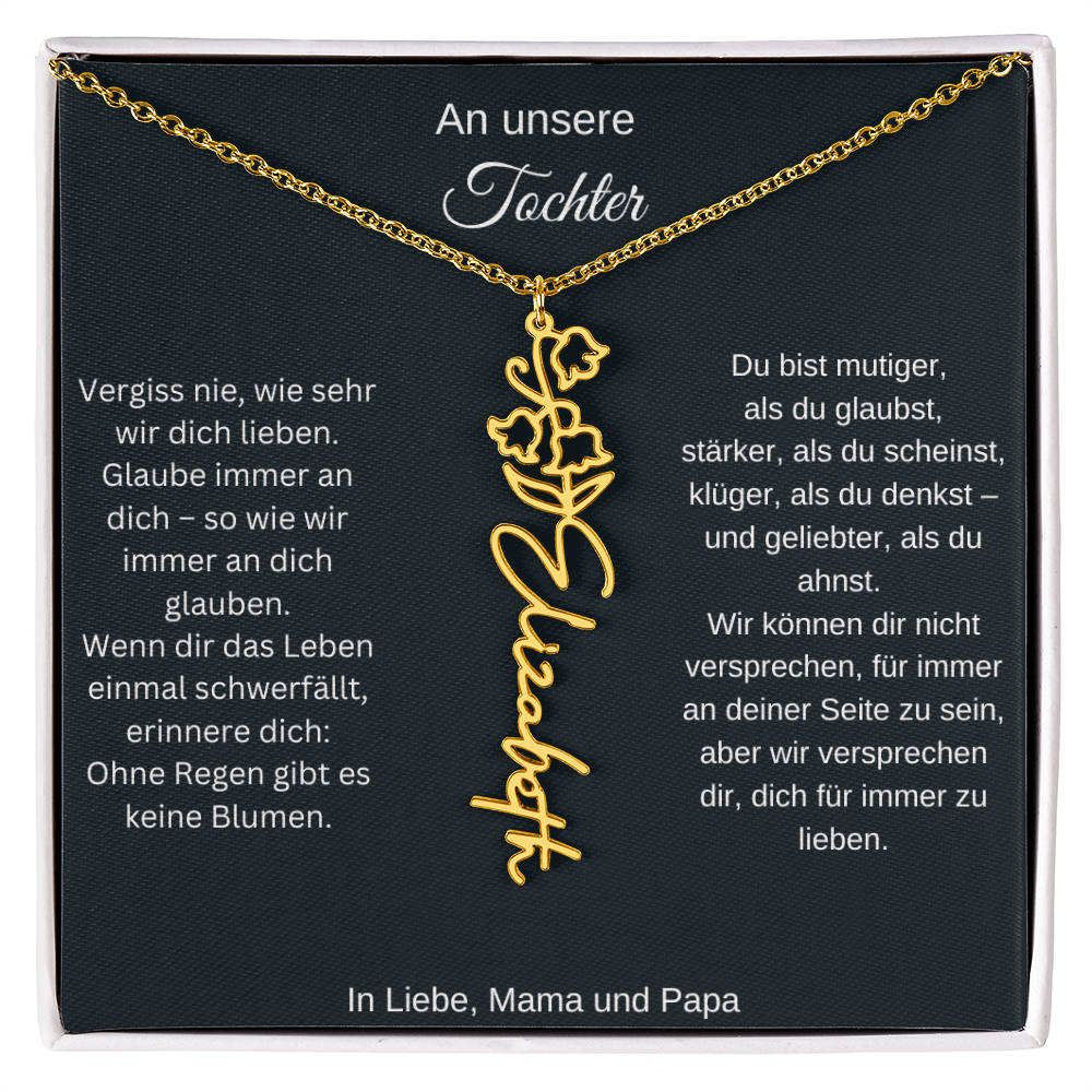 Geburtsblume Namenskette Tochter personalisierte Gravur Kette Geschenk