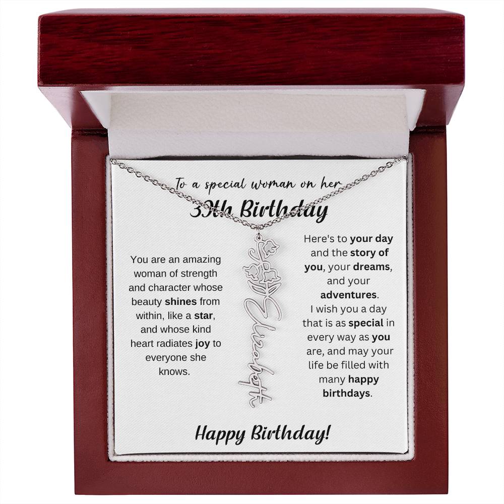 39th Birthday Gift Birthflower Necklace