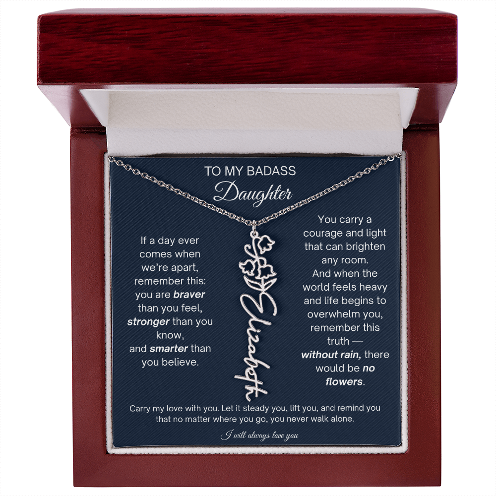 Daughter Encouragement Gift - Personalized Flower Name Necklace