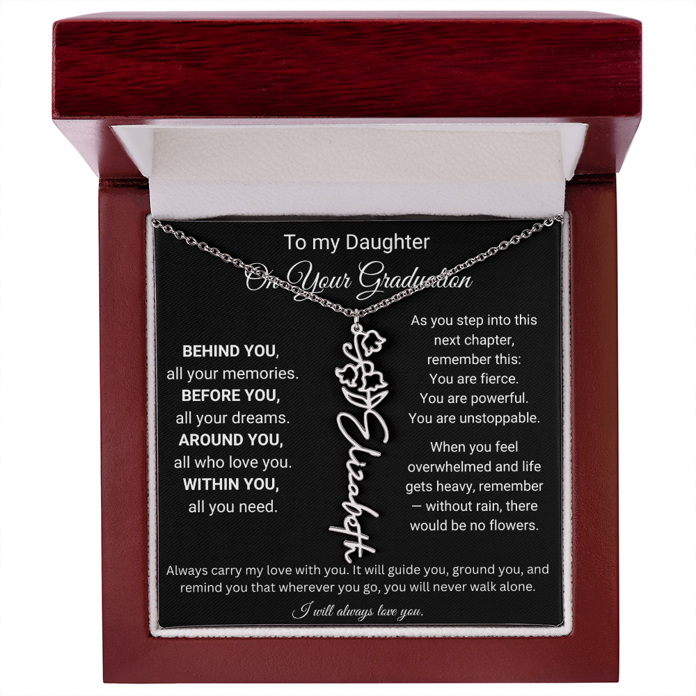 To My Daughter On Your Graduation | Carry My Love | Flower Name Necklace