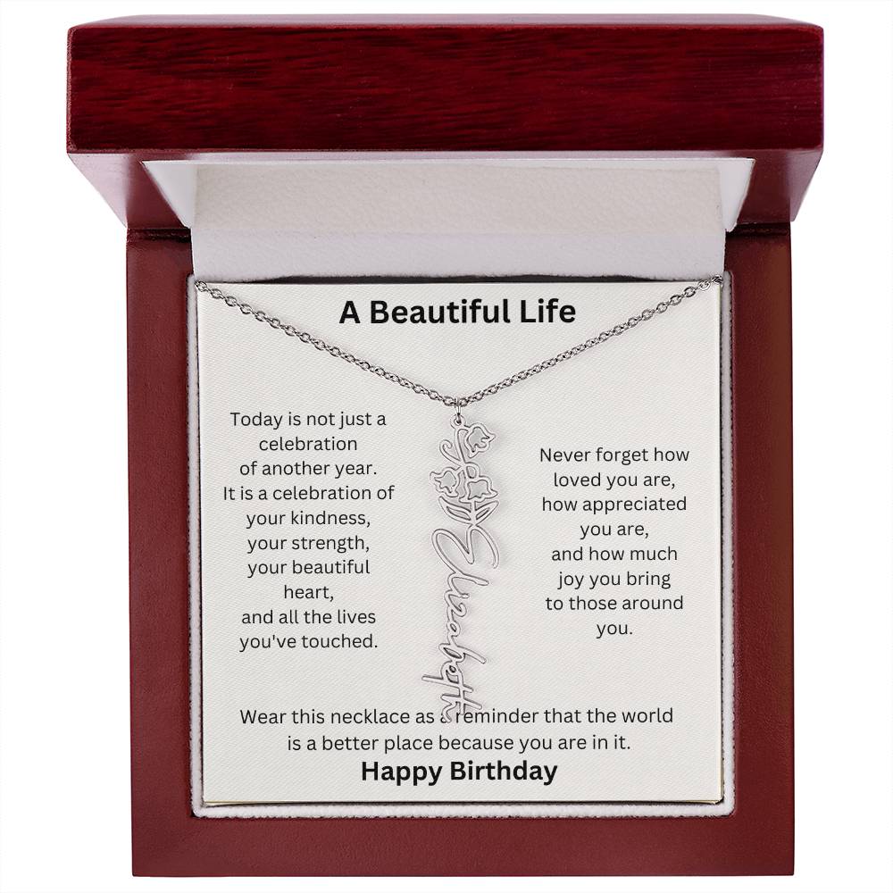 Personalized Birth Flower Name Necklace Birthday Gift for Her