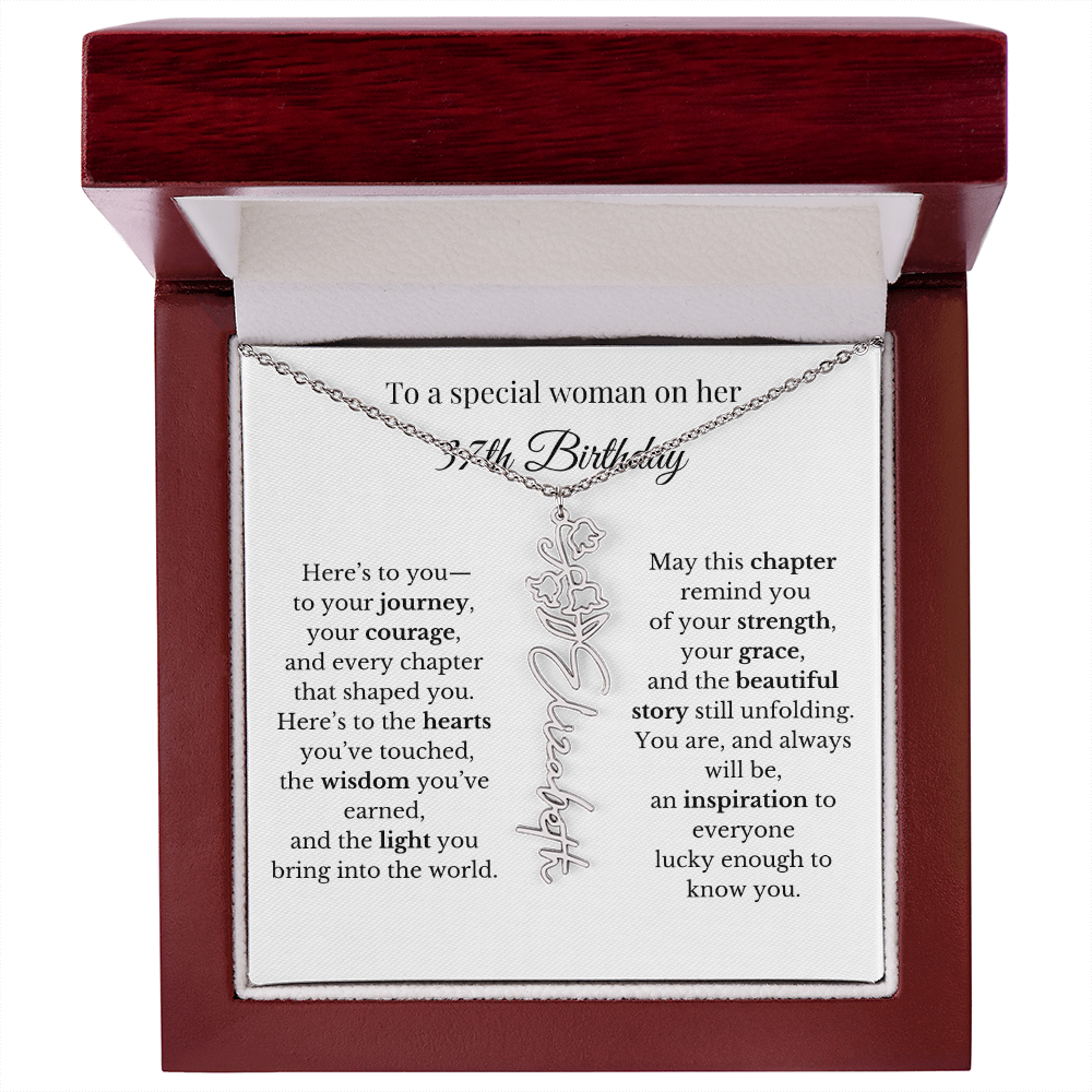 37th Birthday Gift for Her Birth Flower Name Necklace