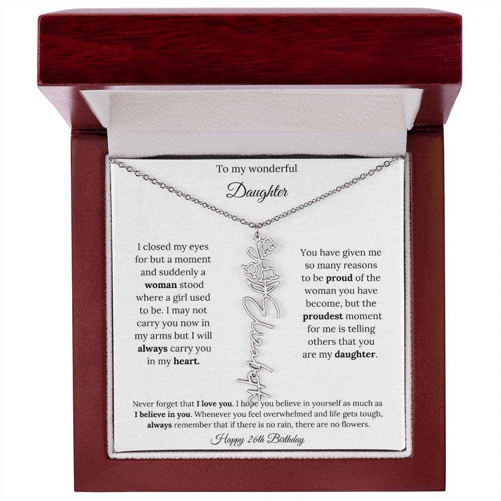 Happy 26th Birthday | Never Forget That I Love You | Flower Name Necklace