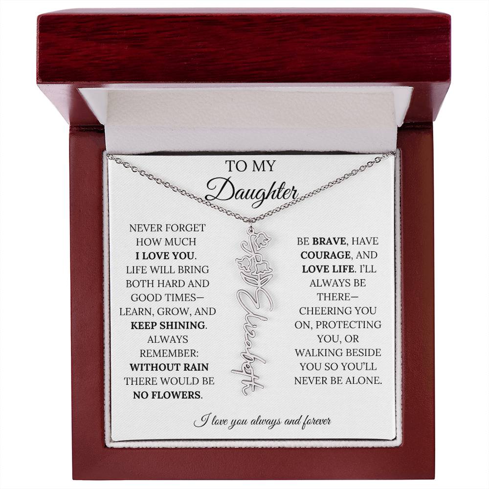Personalized Birth Flower Name Necklace for Daughter