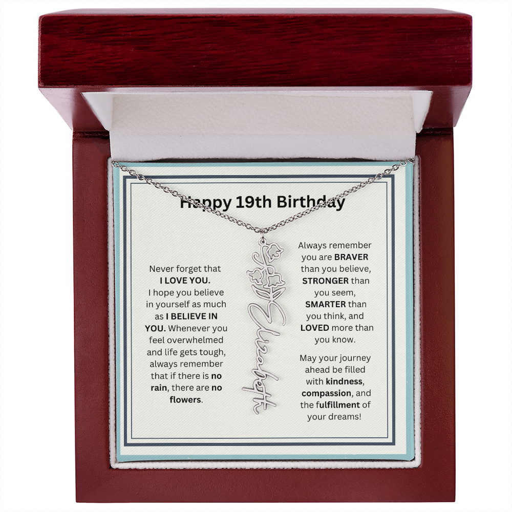 19th Personalized Birthday Gift - Flower Name Necklace