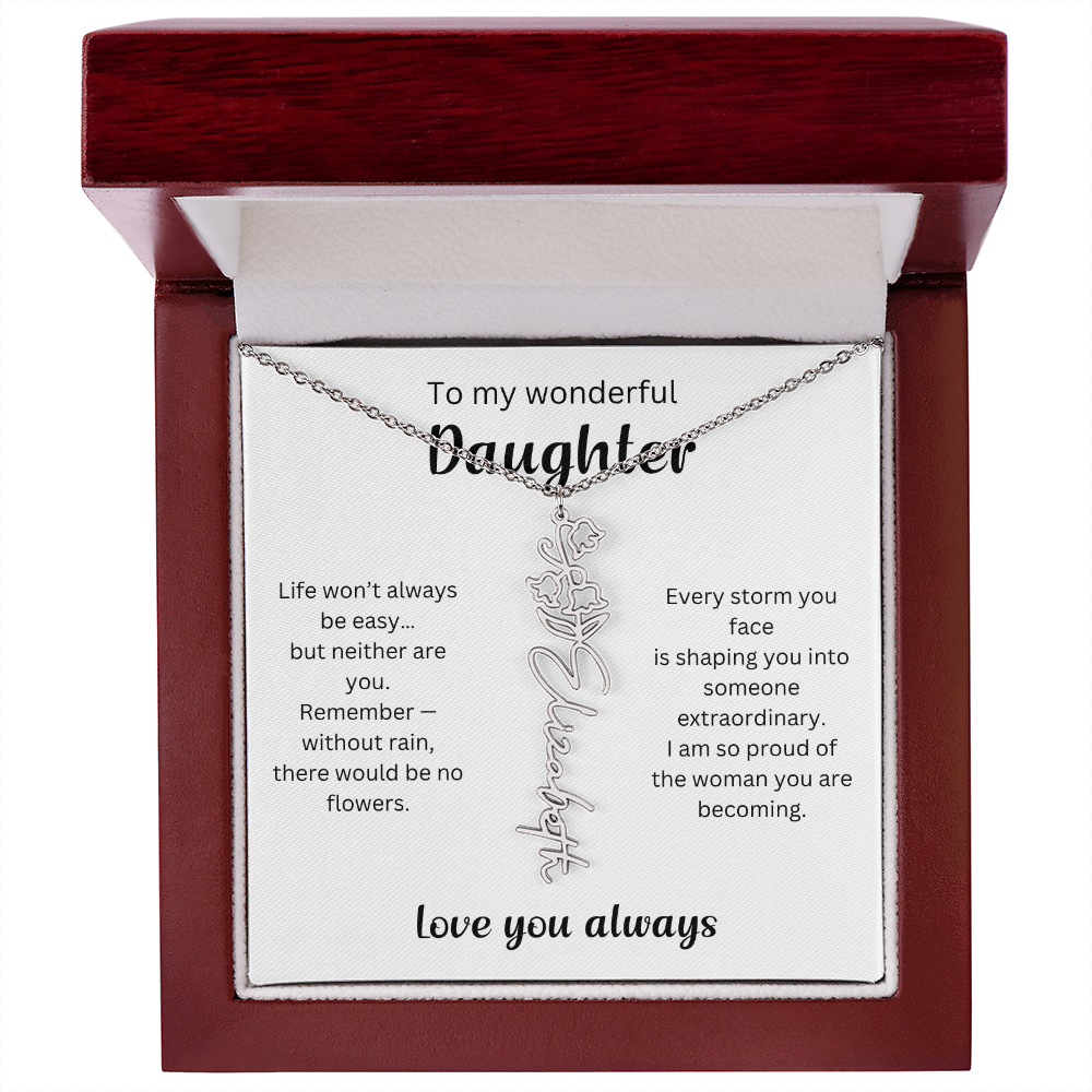 Emotional Gift for Daughter - Birth Flower Name Necklace 2