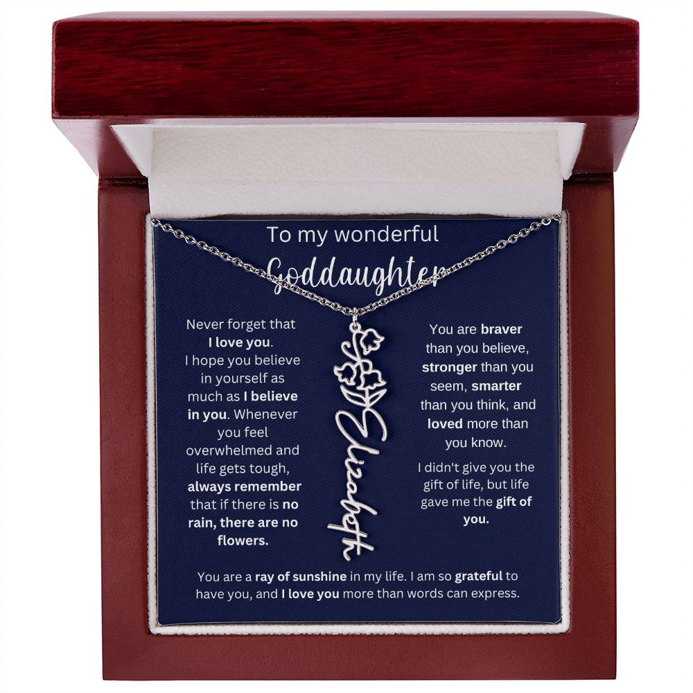 To My Wonderful Goddaughter | You Are Ray Of Sunshine | Flower Name Necklace