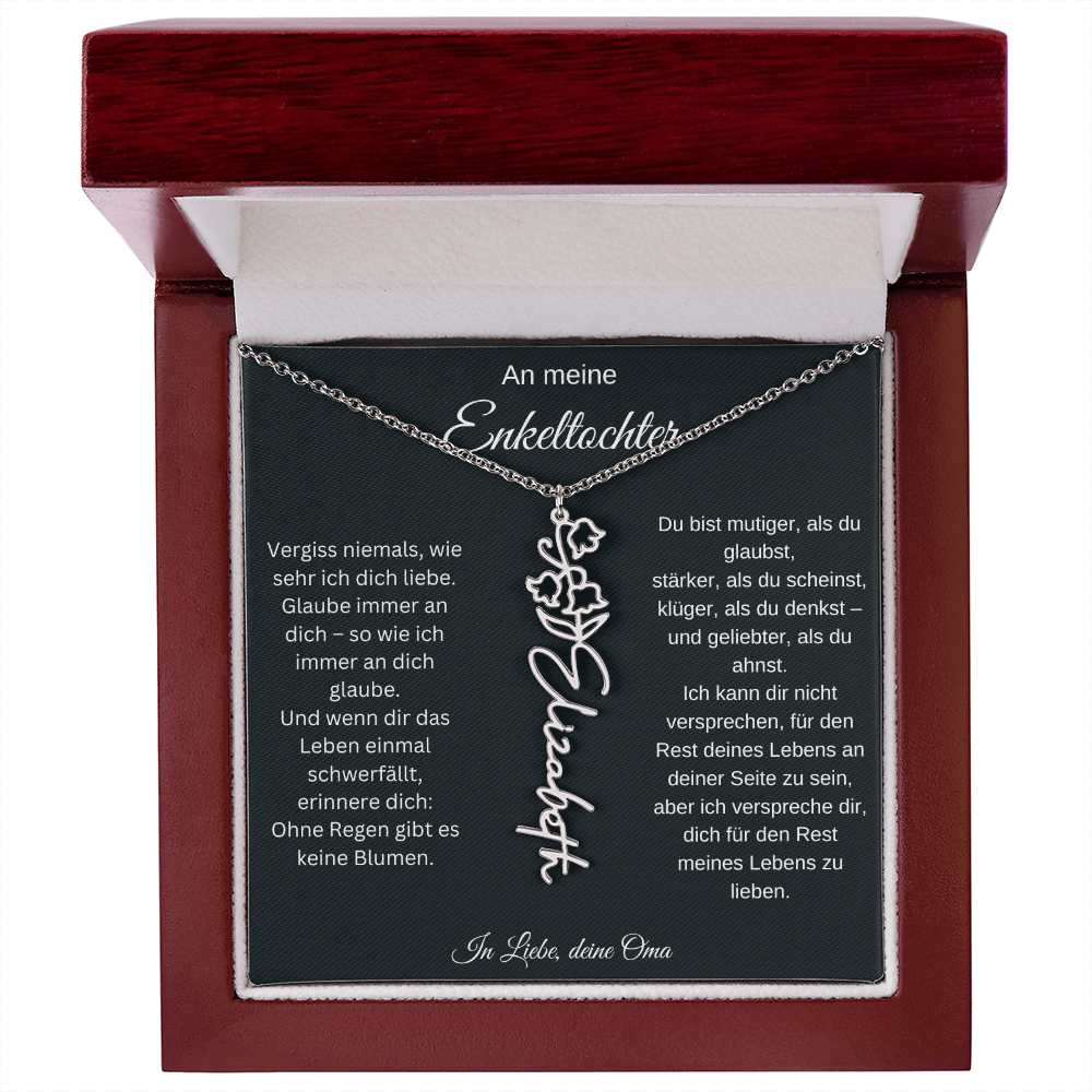 An meine Enkeltochter Geburtsblume Namenskette personalisierte Gravur Schmuck Geschenk
